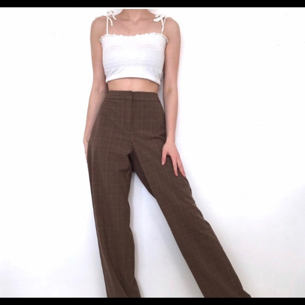 Brown vintage plaid pants